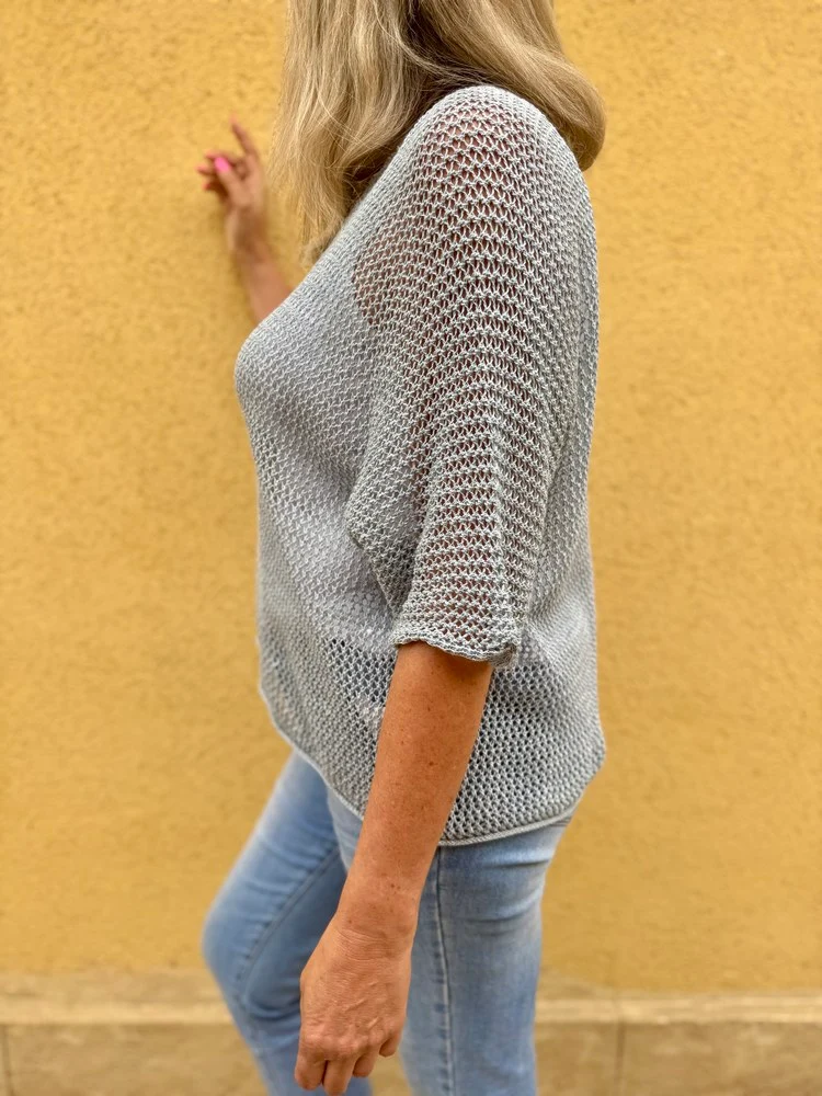 Pull ajouré Etoile bleu gris