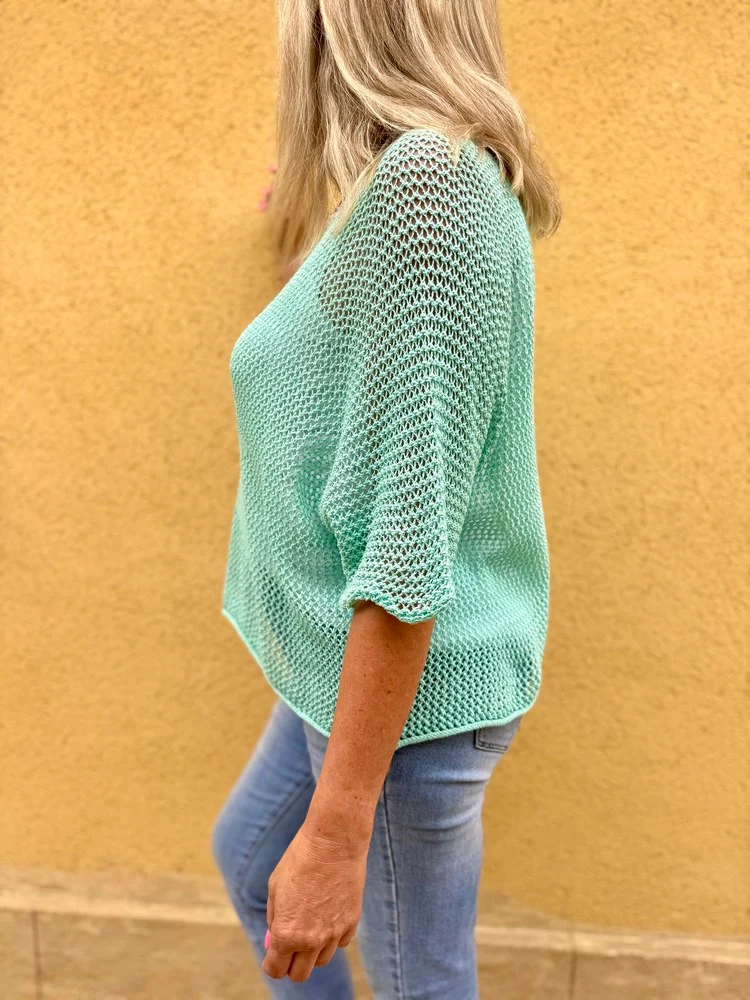 Pull ajouré Etoile vert d'eau