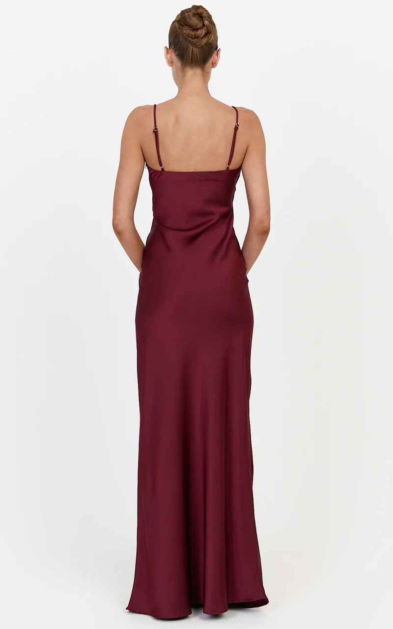 Liliane Maxi Dress - Bias Cut Dress in Wine
