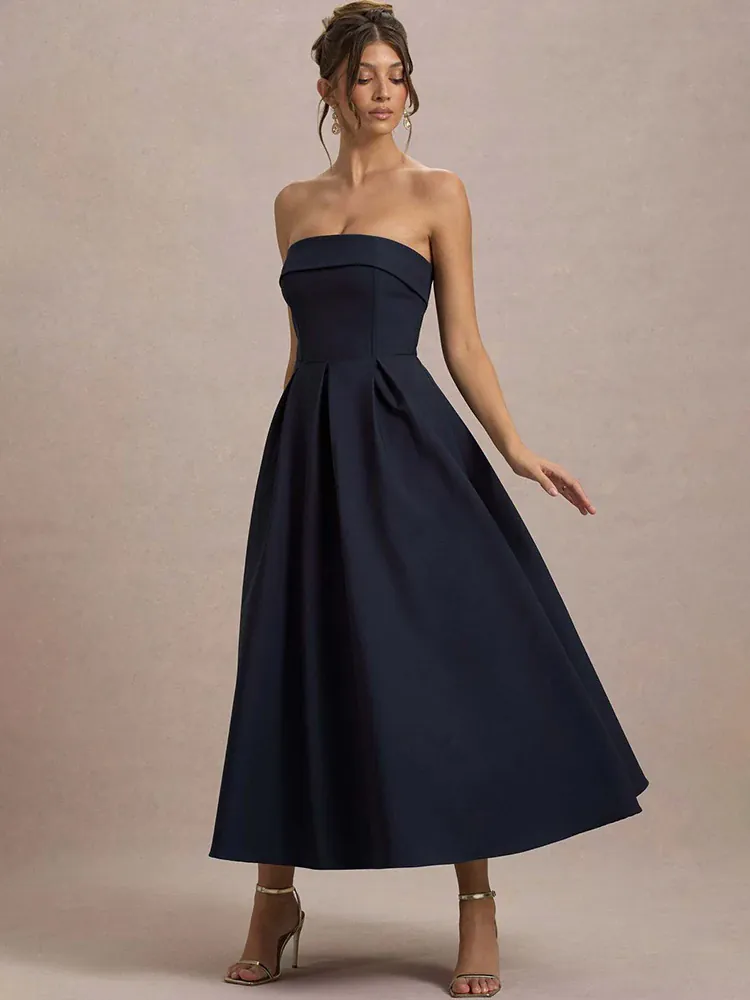 Robe trapèze midi bustier