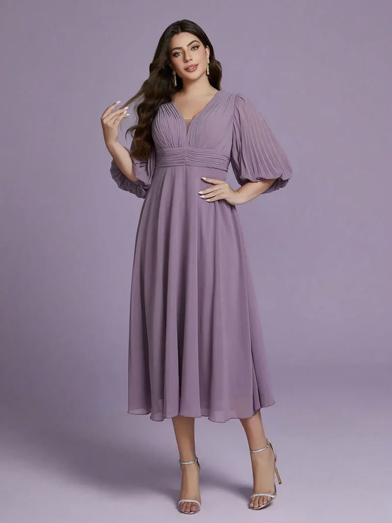 Robe d'invitée au mariage grande taille lilas