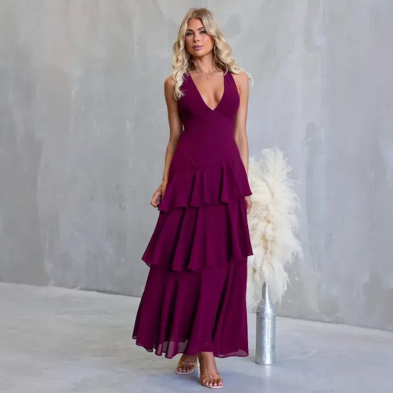 Robe pour unvitée au mariage dos nu fluide