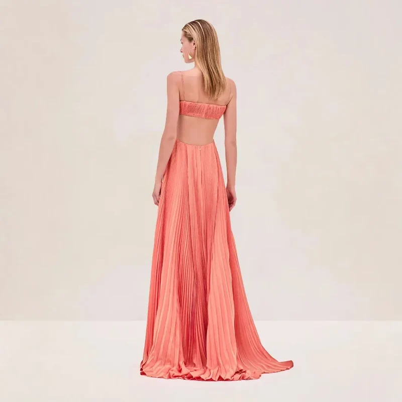 Robe de soirée dos nu longue plissée