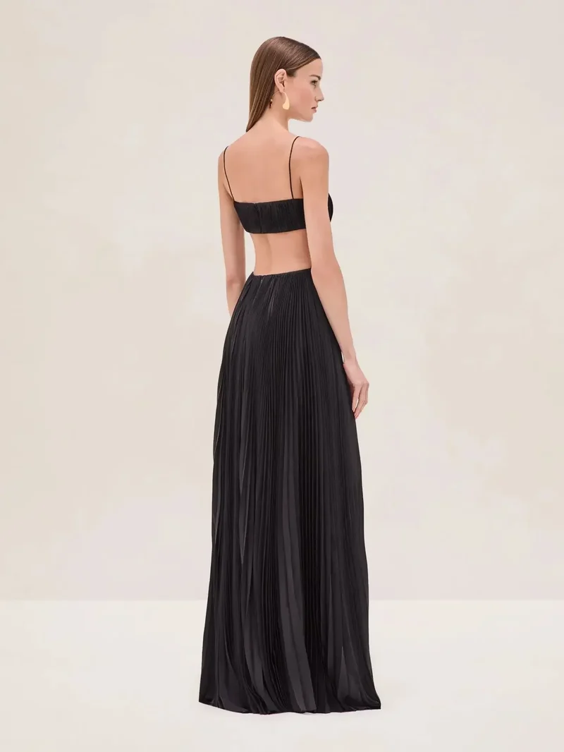 Robe de soirée dos nu longue plissée