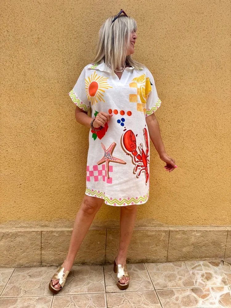 Robe en viscose et lin Lina Sardines
