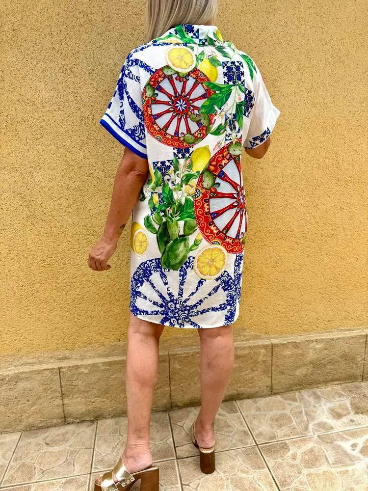 Robe en viscose et lin Lina Limon