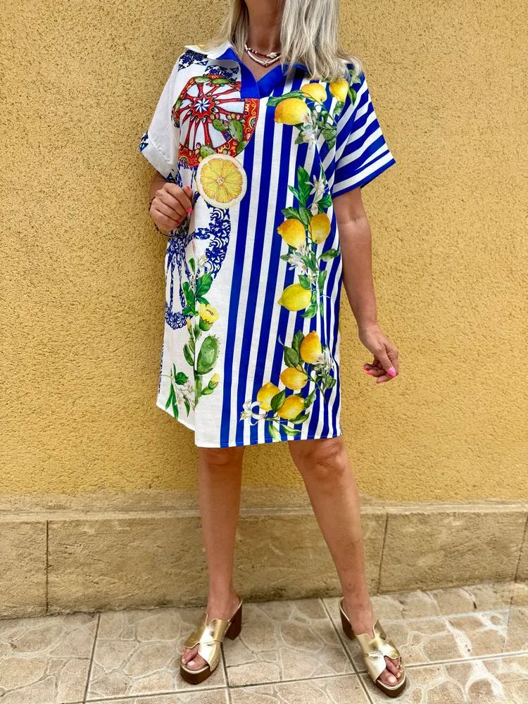 Robe en viscose et lin Lina Limon