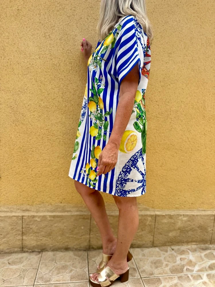 Robe en viscose et lin Lina Limon