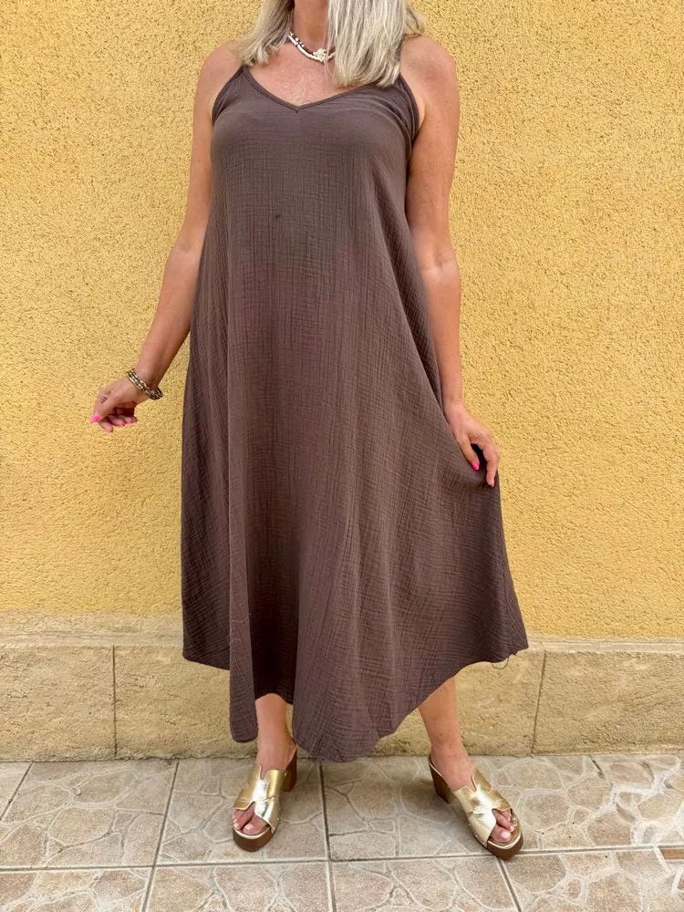 Robe en gaze de coton Lisia chocolat