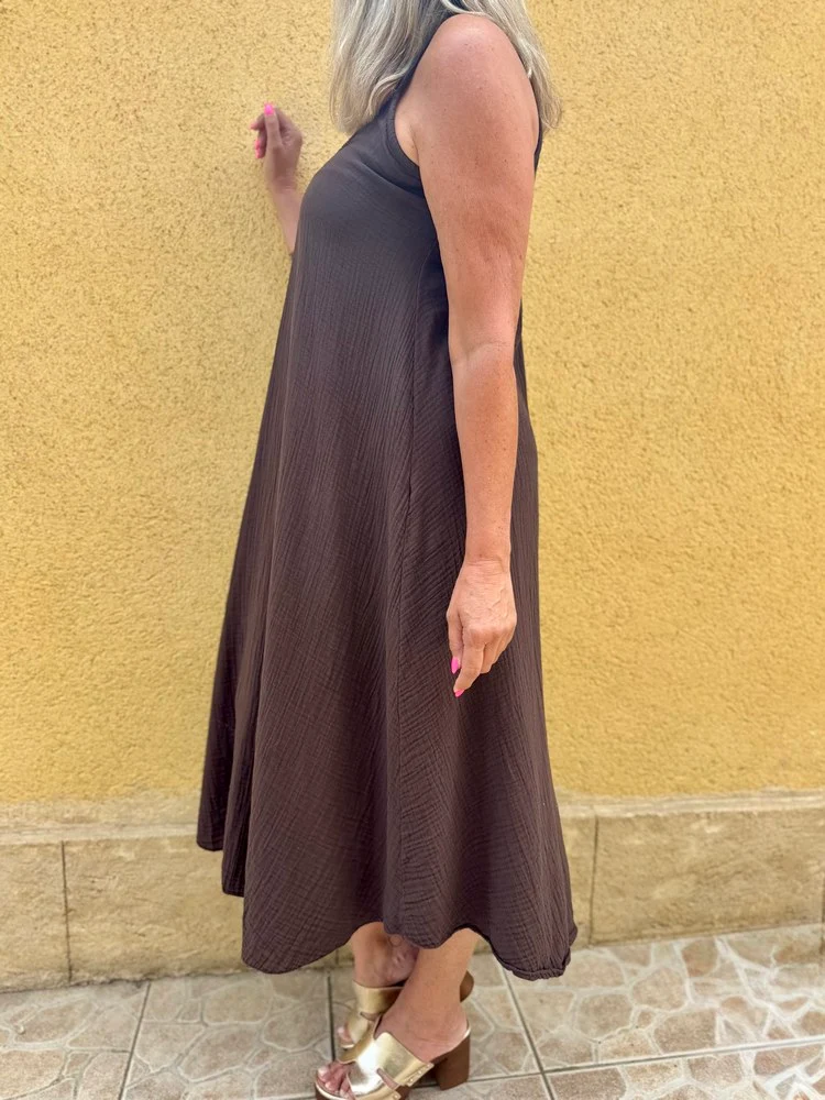 Robe en gaze de coton Lisia chocolat