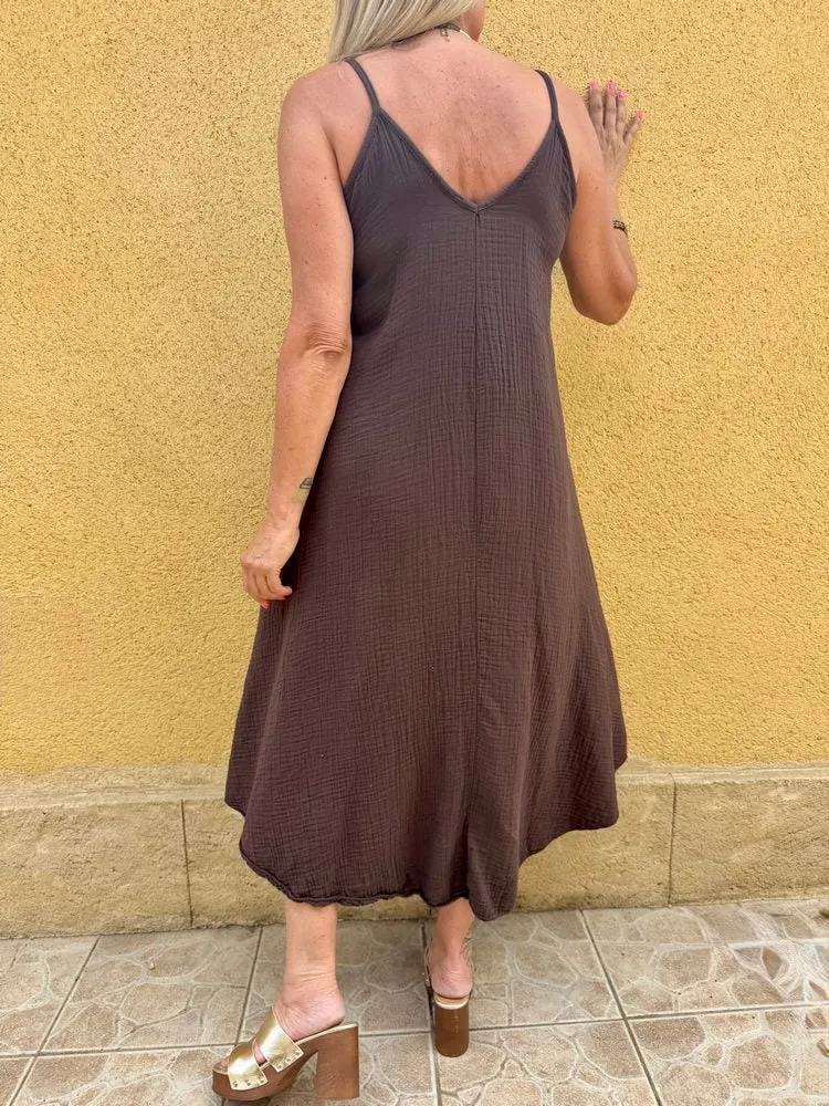 Robe en gaze de coton Lisia chocolat