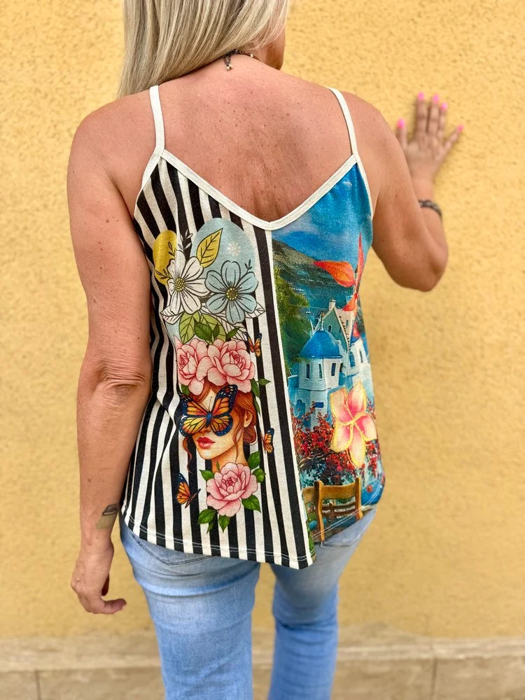 Débardeur doré Alexo fleurs