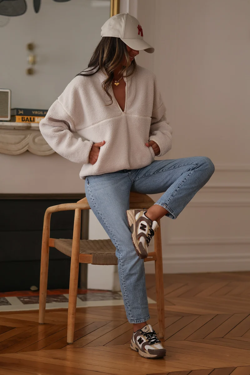 Polaire Fey beige à zip