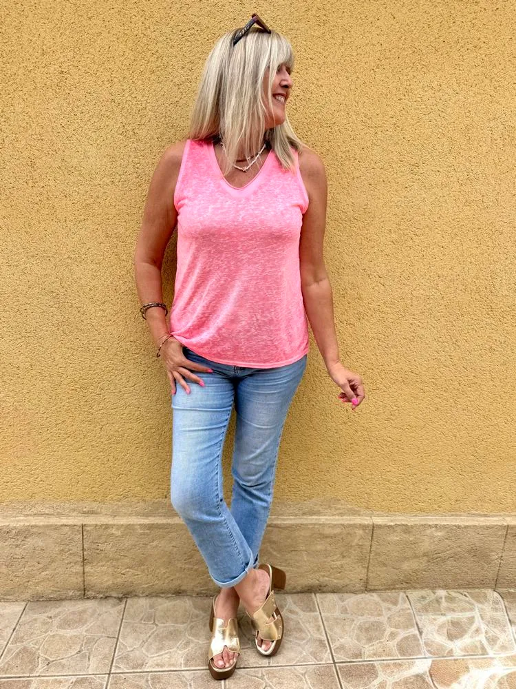 Débardeur en viscose Sofian corail