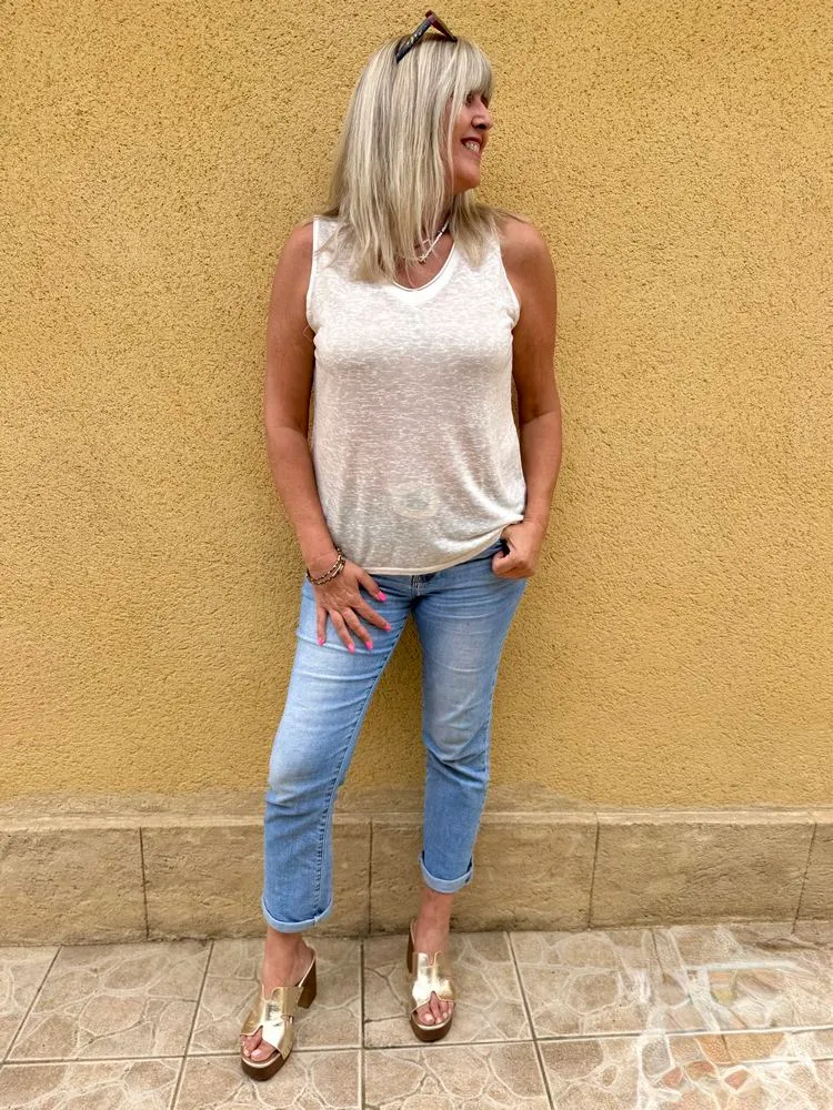 Débardeur en viscose Sofian beige