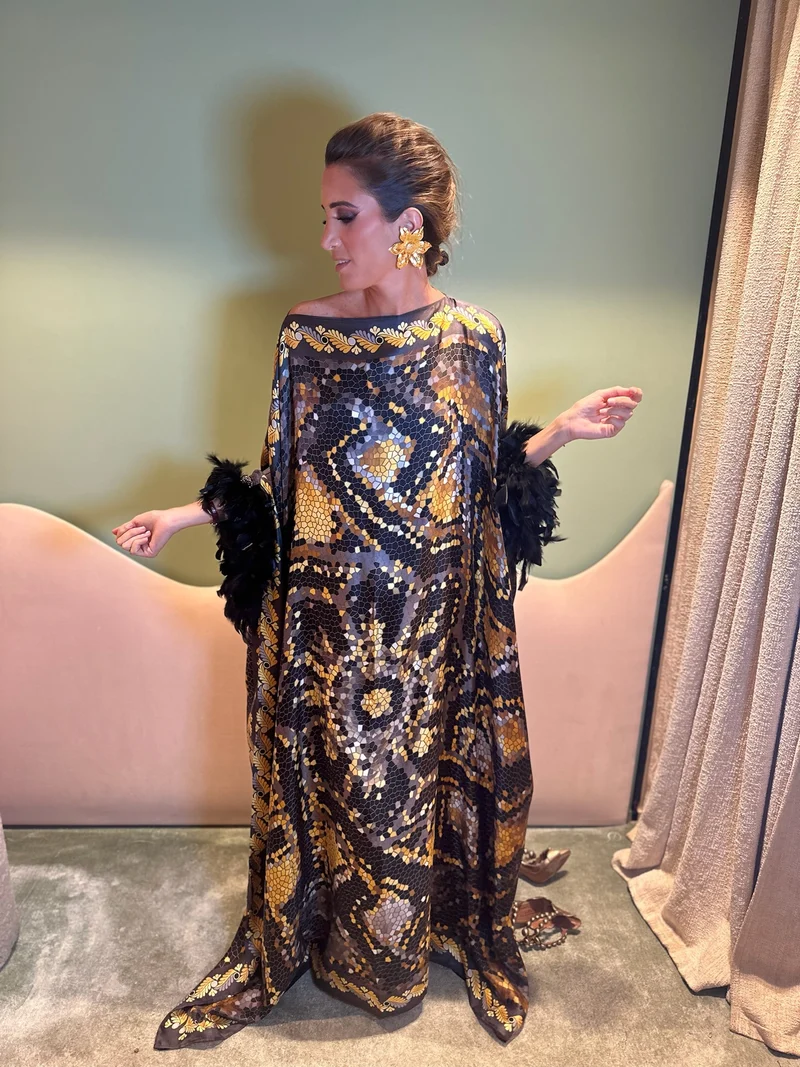 Robe Mosaïque dorée et noire