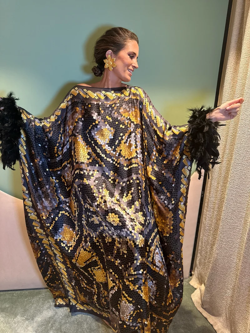 Robe Mosaïque dorée et noire