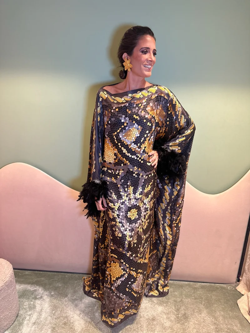 Robe Mosaïque dorée et noire