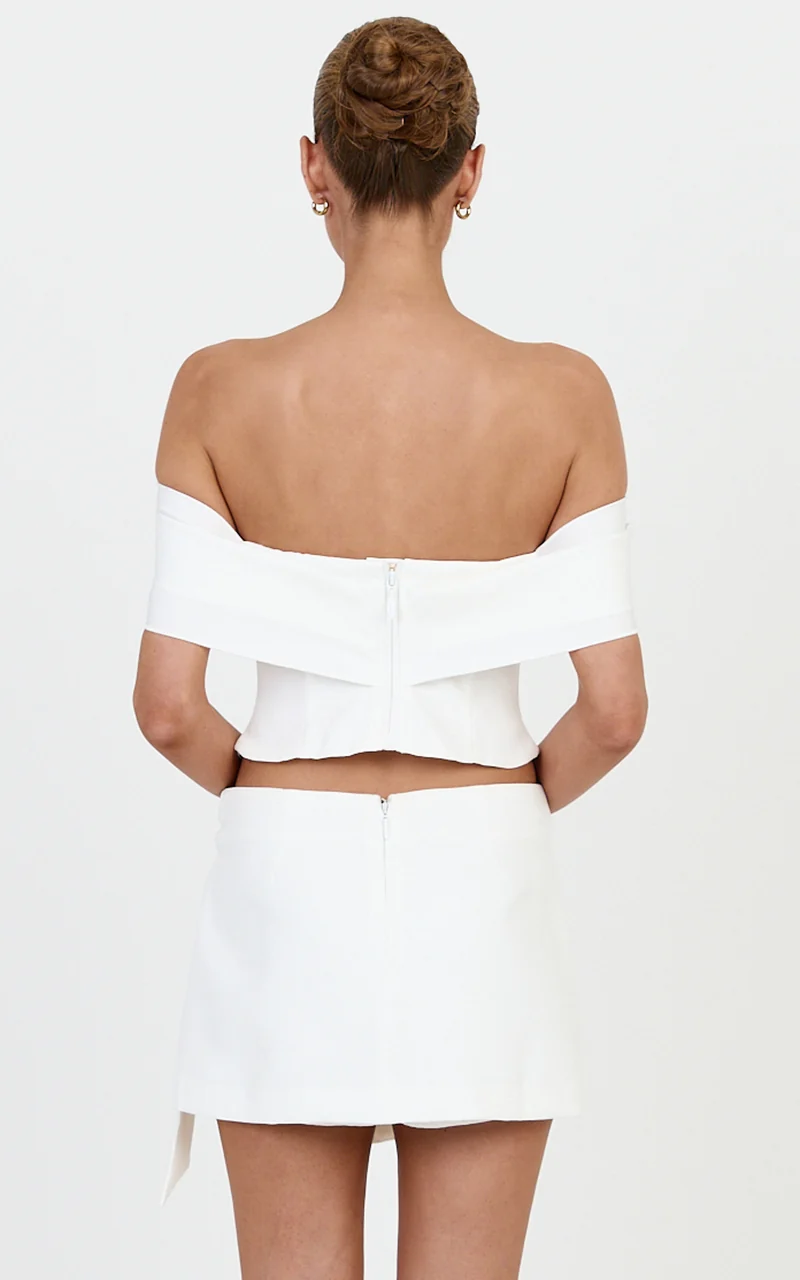 Sabrina Mini Skort - Side Tie Wrap Skort in Off White
