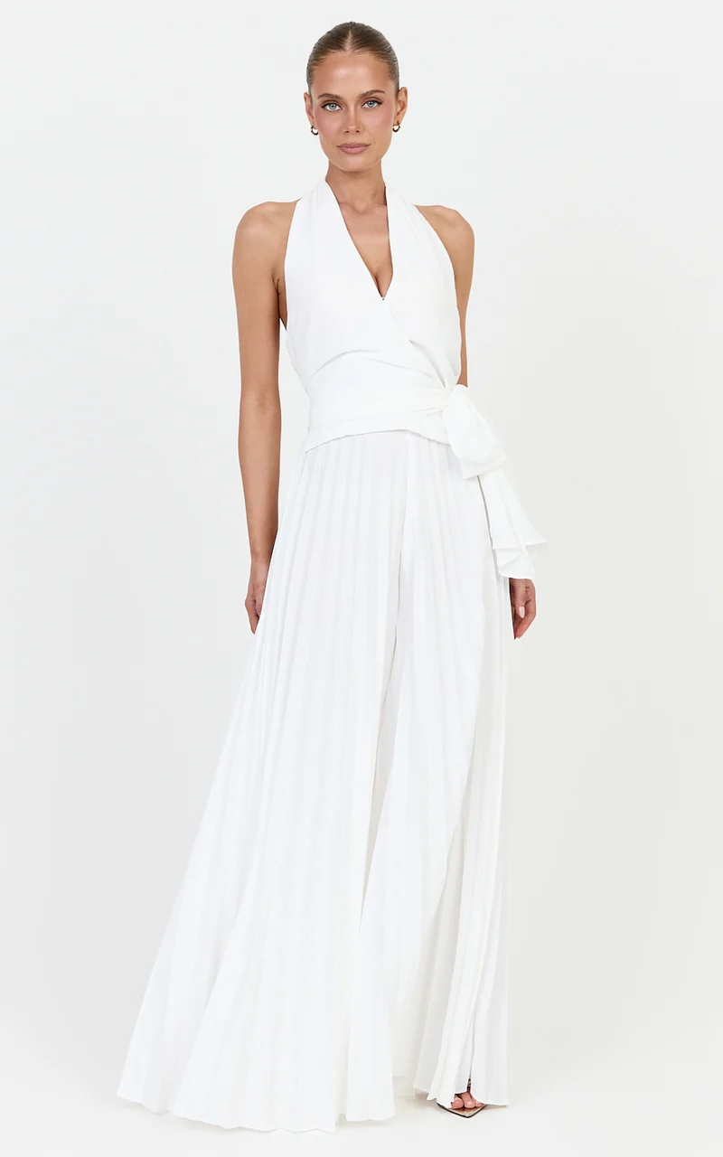 Valentina Pants - Pleated Wide Legged Pants in Off White