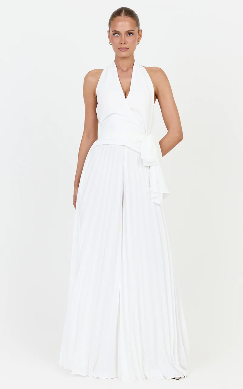 Valentina Pants - Pleated Wide Legged Pants in Off White