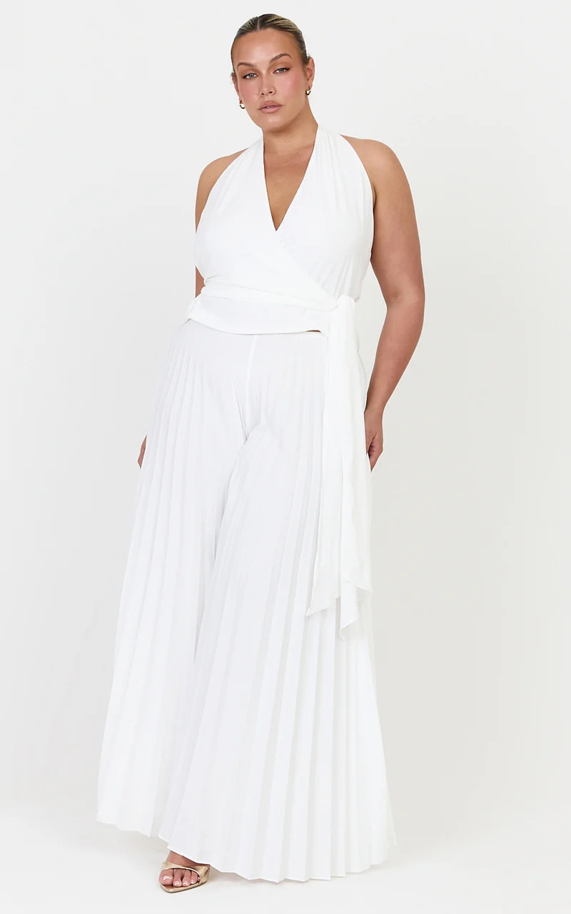 Valentina Pants - Pleated Wide Legged Pants in Off White