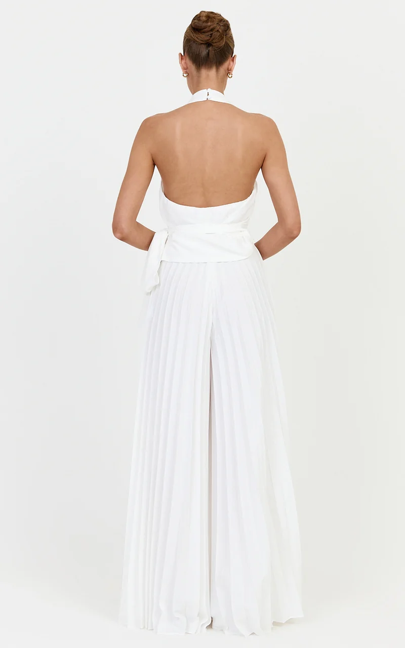 Valentina Pants - Pleated Wide Legged Pants in Off White