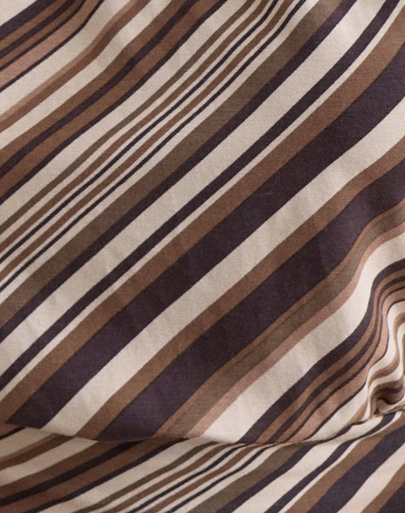 Haut Miruna à col bénitier, rayures mélangées, couleur chocolat