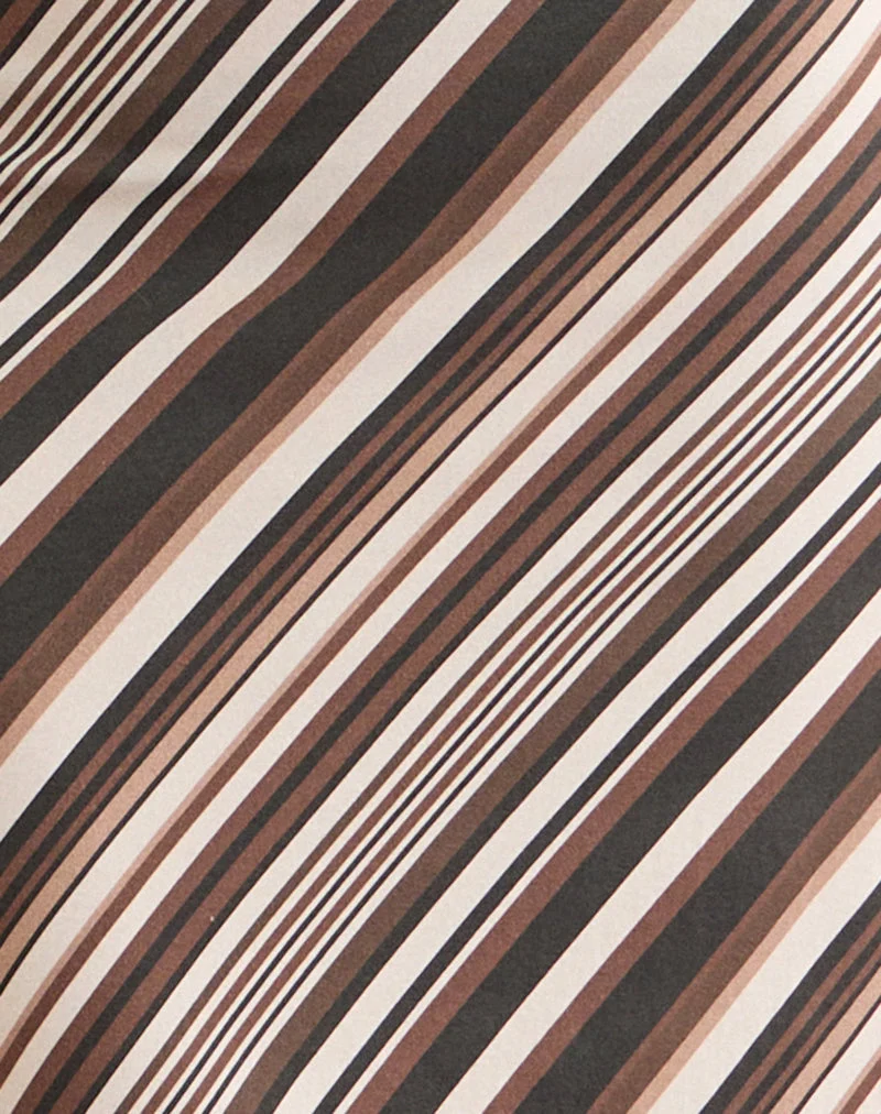 Jupe midi Laykha en jersey à rayures mélangées, couleur chocolat