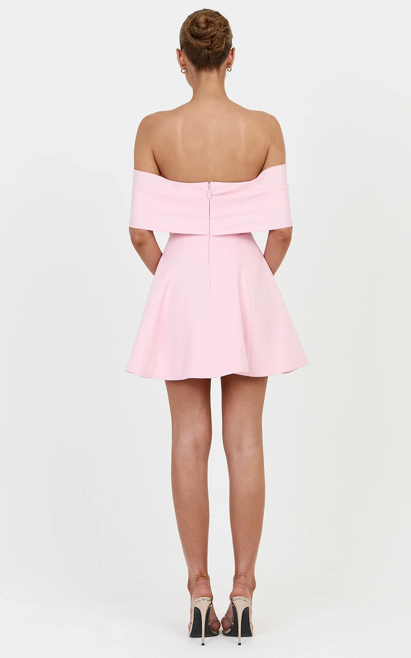 Mirabella Mini Dress - Off The Shoulder Twist Front Dress in Pink