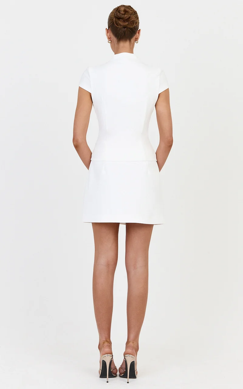 Briony Mini Skirt - A Line Skirt in White