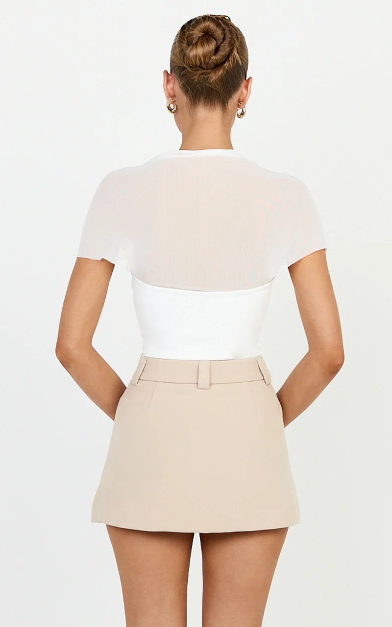 Eva Top - Sheer Short Sleeve Bolero Top in Off White