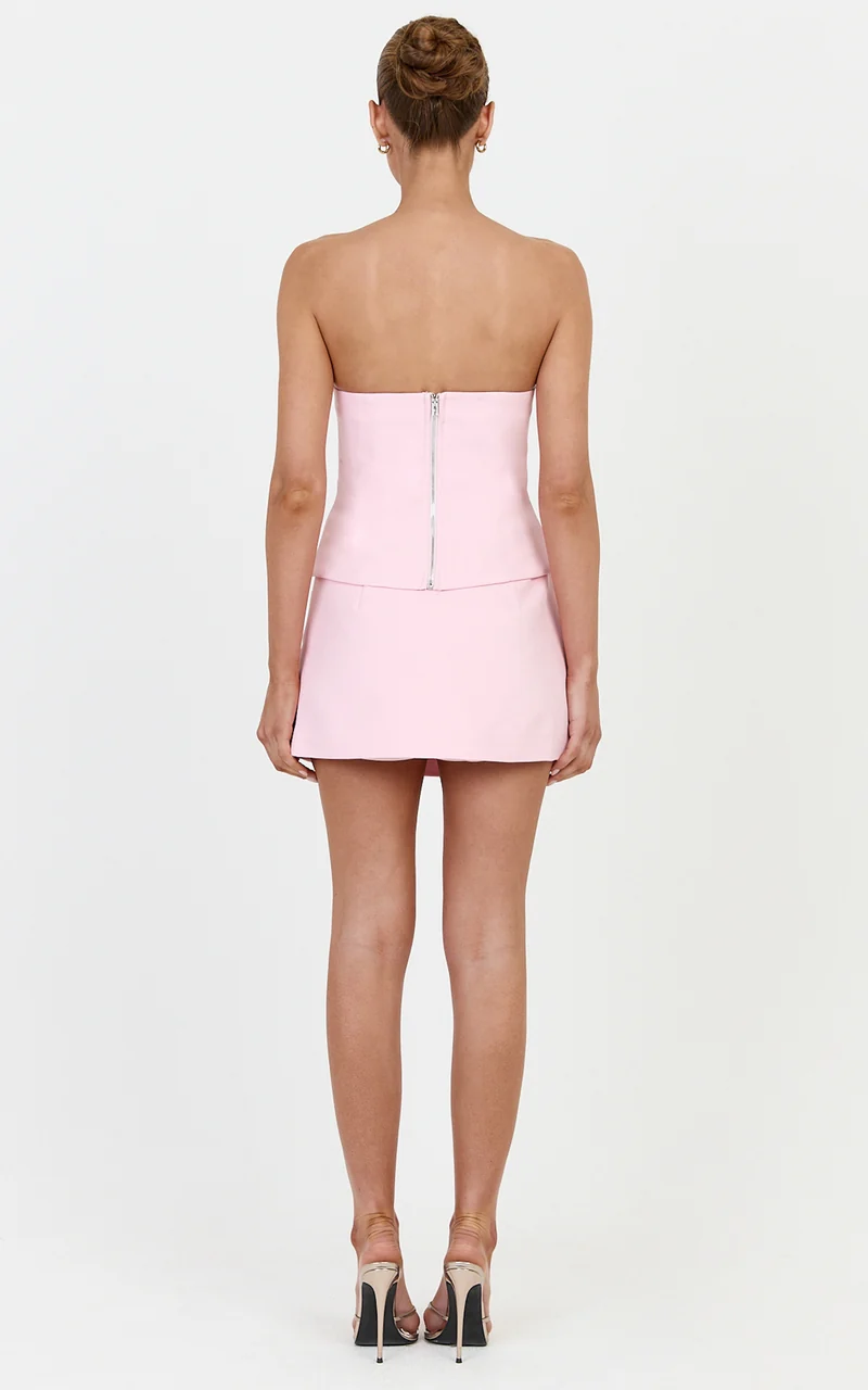 Gigi Top - Strapless Square Neck Corset Top in Baby Pink