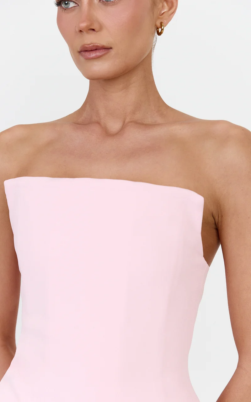 Gigi Top - Strapless Square Neck Corset Top in Baby Pink