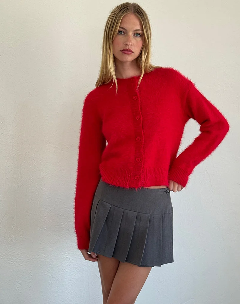 Cardigan Audrina en rouge duveteux