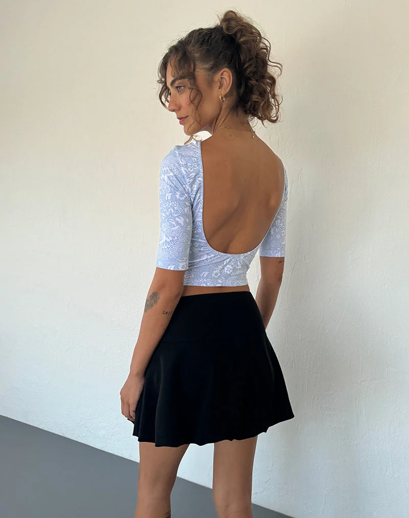 Top Xiwani en lycra blanc imprimé orné