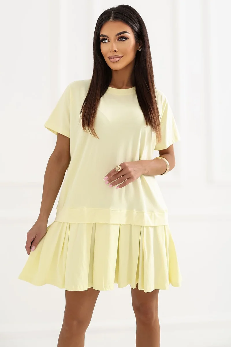 Robe été jaune courte manches courtes