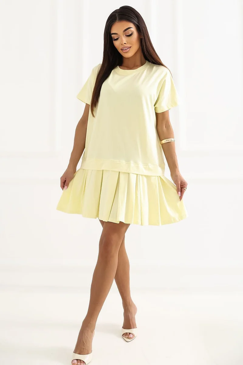 Robe été jaune courte manches courtes