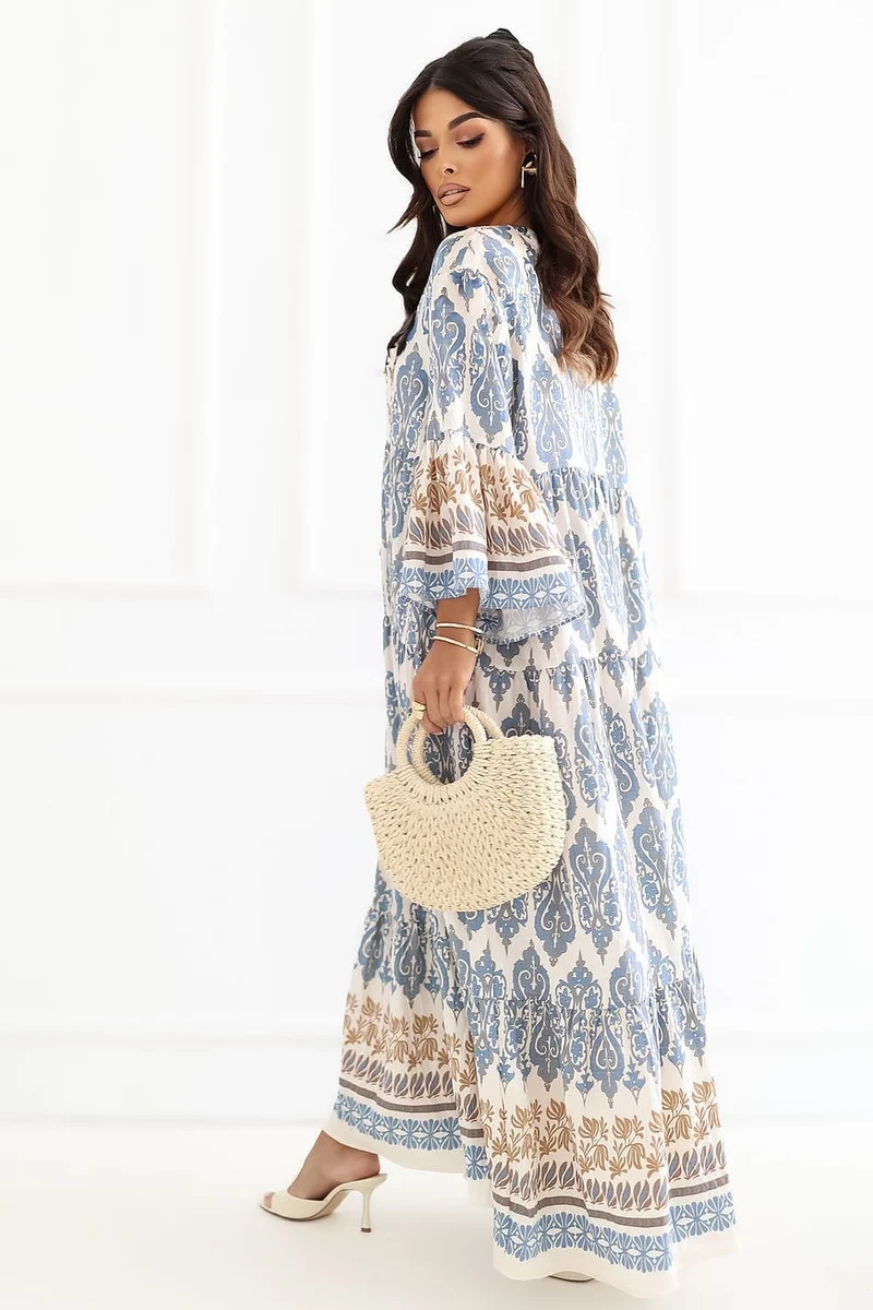 Robe bohème longue manches larges