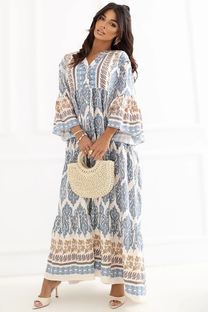 Robe bohème longue manches larges