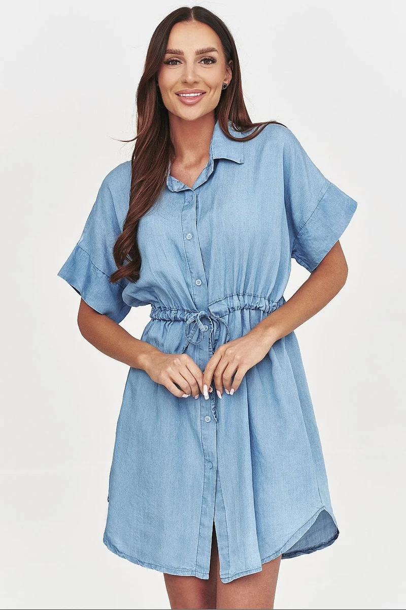 Robe chemise courte en jean casual