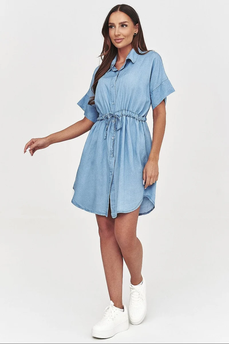 Robe chemise courte en jean casual