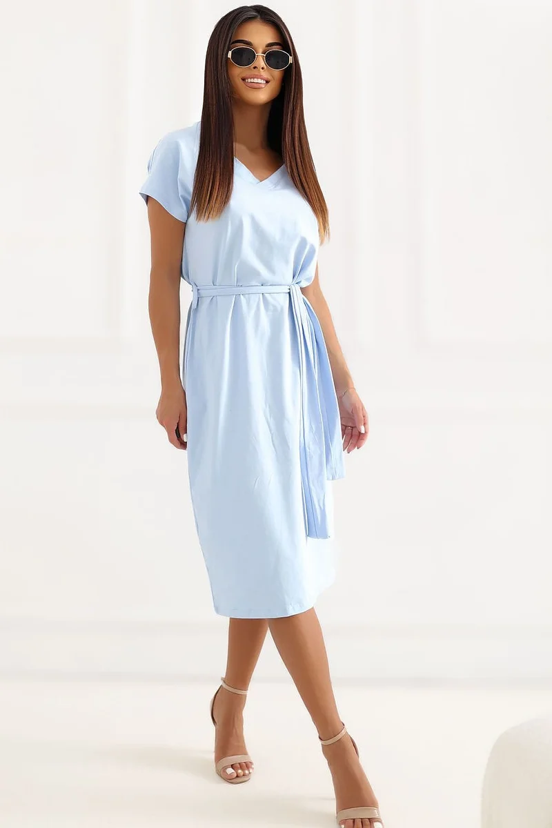 Robe d'été bleue manches courtes casual