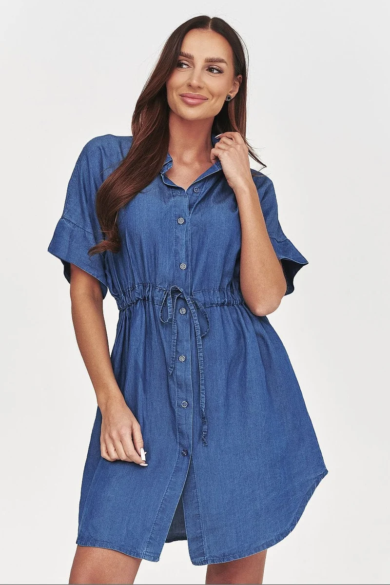 Robe en jean courte manches courtes