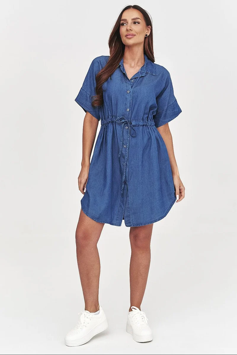 Robe en jean courte manches courtes