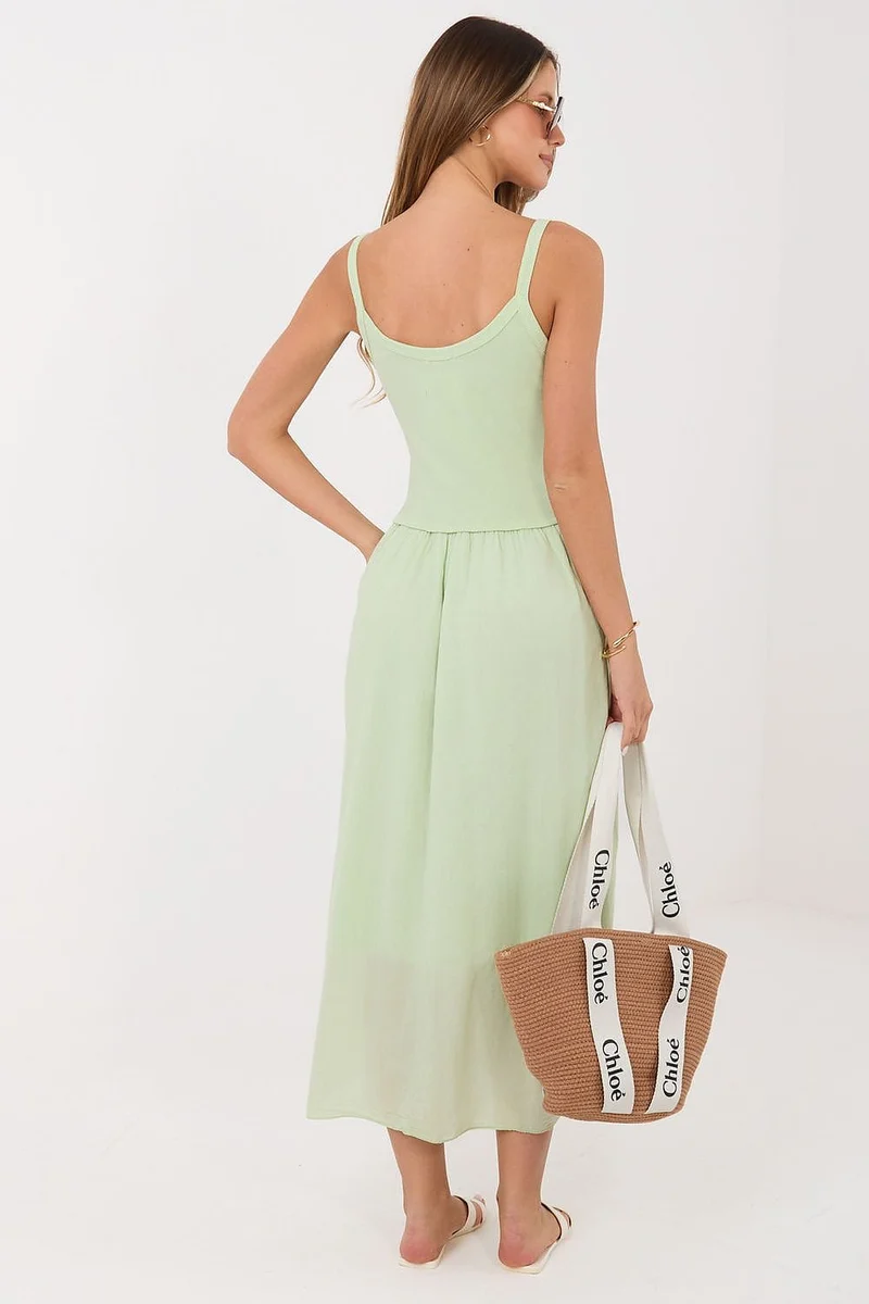 Robe d'été verte longue fluide