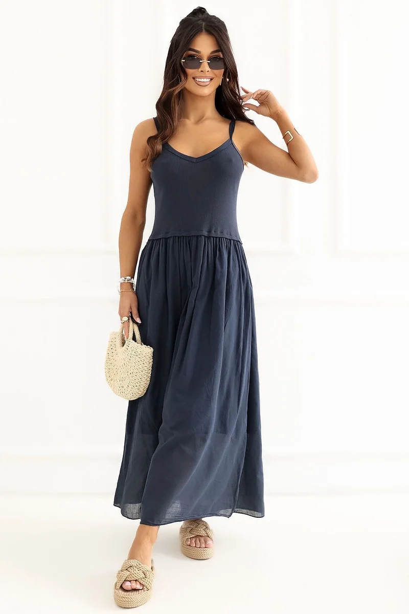 Robe d'été bleue longue décontractée