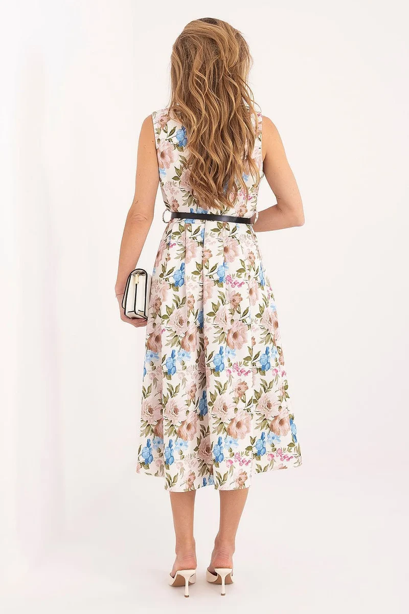 Robe fleurie midi sans manches
