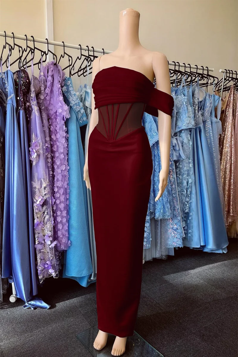 Robe de bal sirène plissée blanche élégante à épaules dénudées et sans bretelles