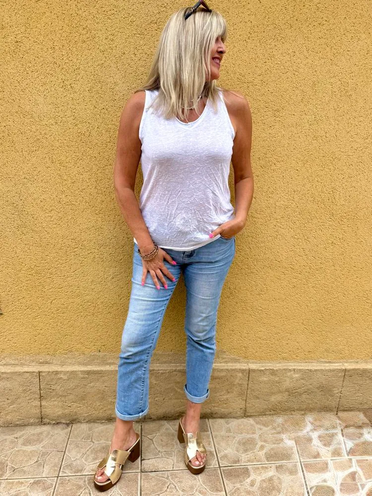 Débardeur en viscose Sofian blanc
